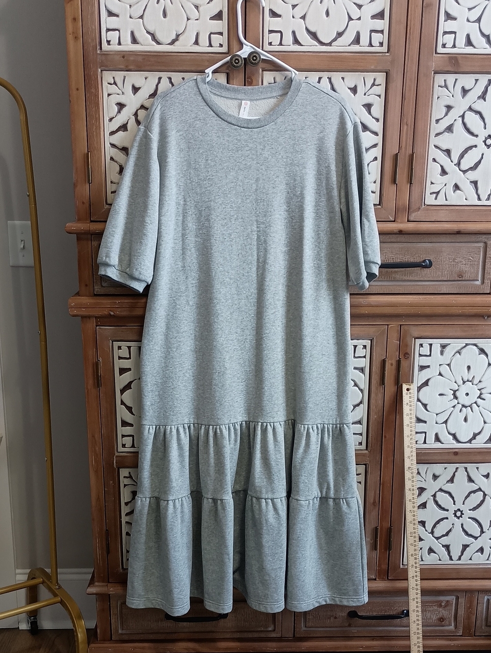 Daily Practice By Anthropologie Heather Gray Tiered T-Shirt Dress